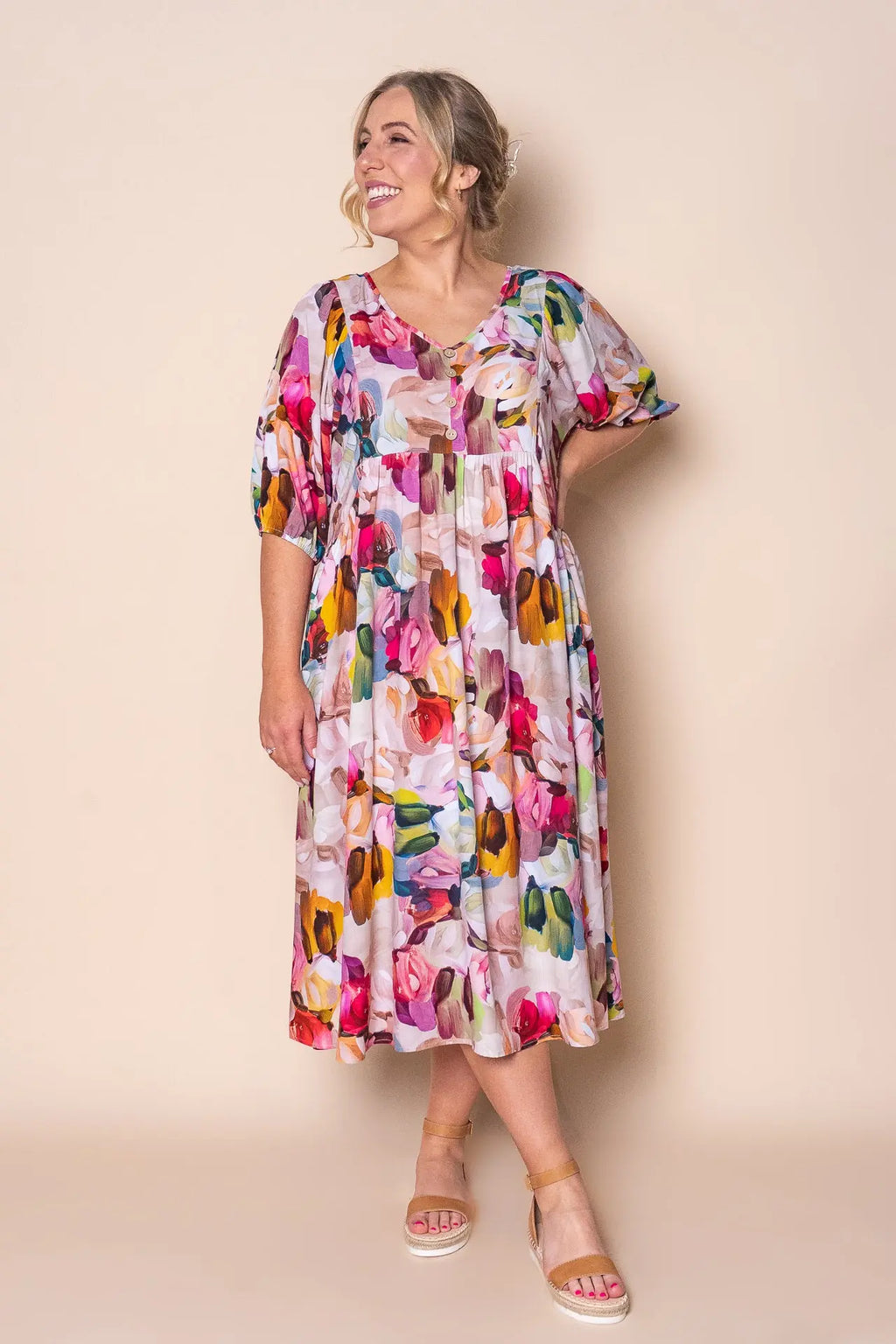 Vestido midi rosa
