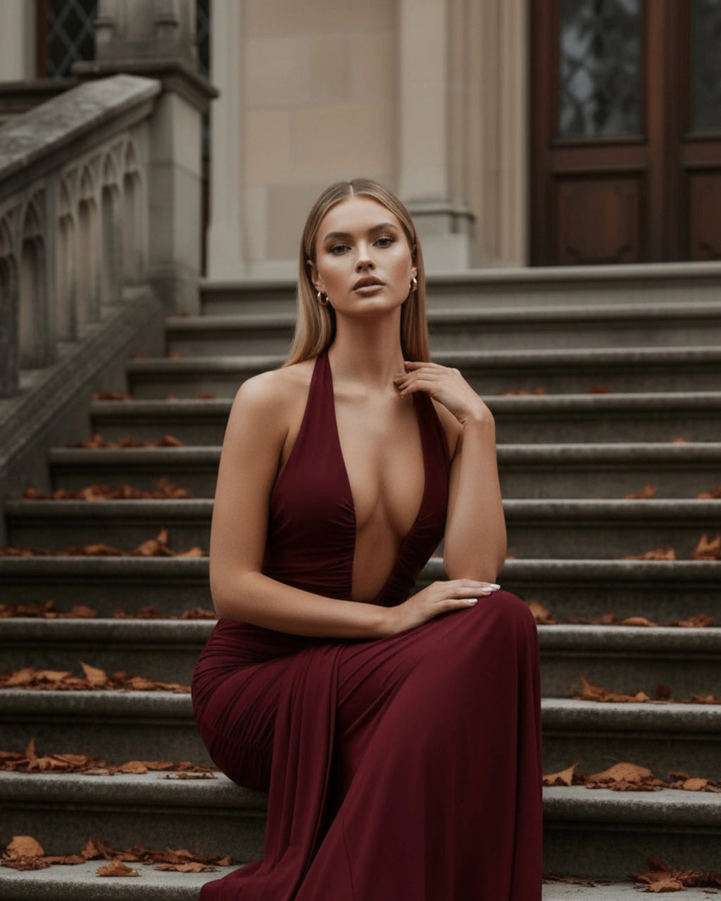 Vestido maxi con escote halter