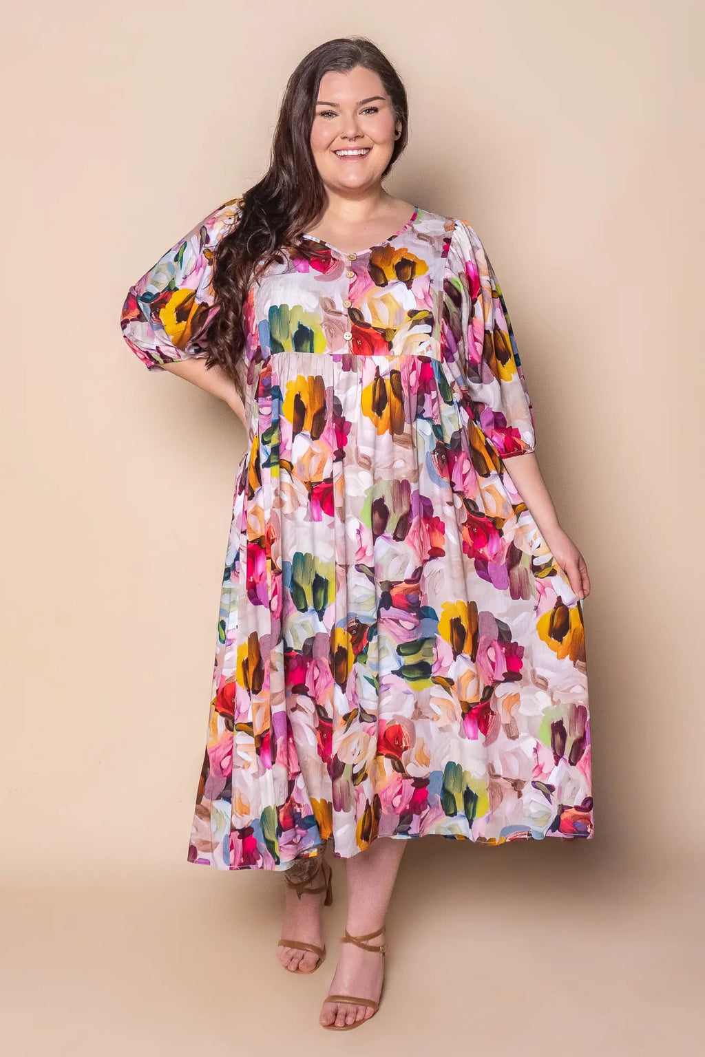 Vestido midi rosa