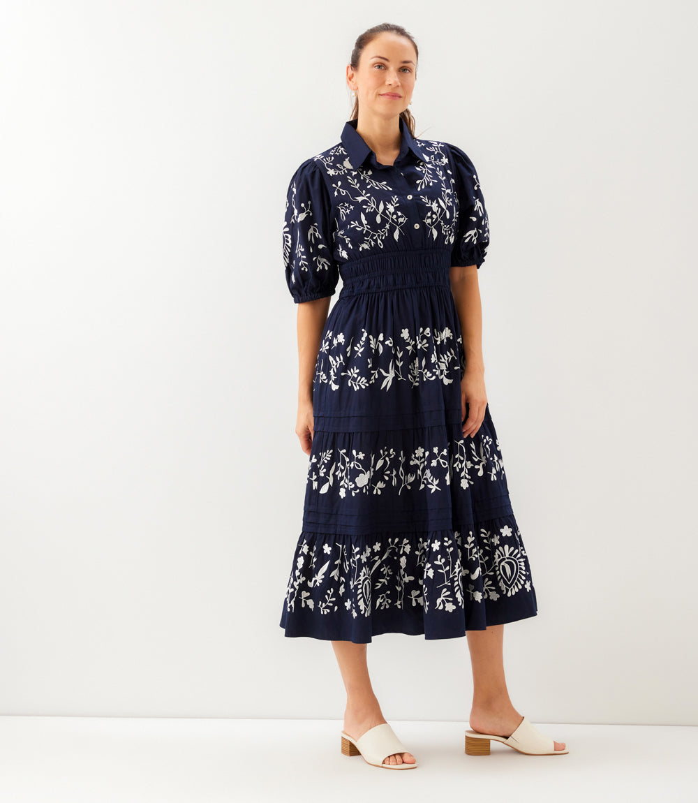 Puff Sleeve Embroidered Dress
