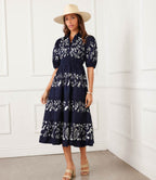 Puff Sleeve Embroidered Dress