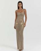 Vestido maxi de strass