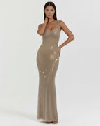 Vestido maxi de strass