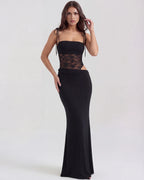 Vestido maxi negro con aberturas laterales