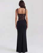 Vestido maxi negro con aberturas laterales