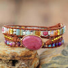 Pulsera envolvente de rodonita y jaspe natural