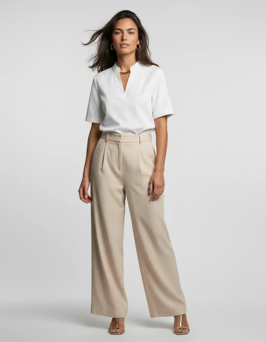 Blusa Elegante con Cuello en V | Básicos Atelier