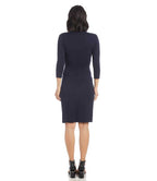 3/4 Sleeve Cascade Wrap Dress