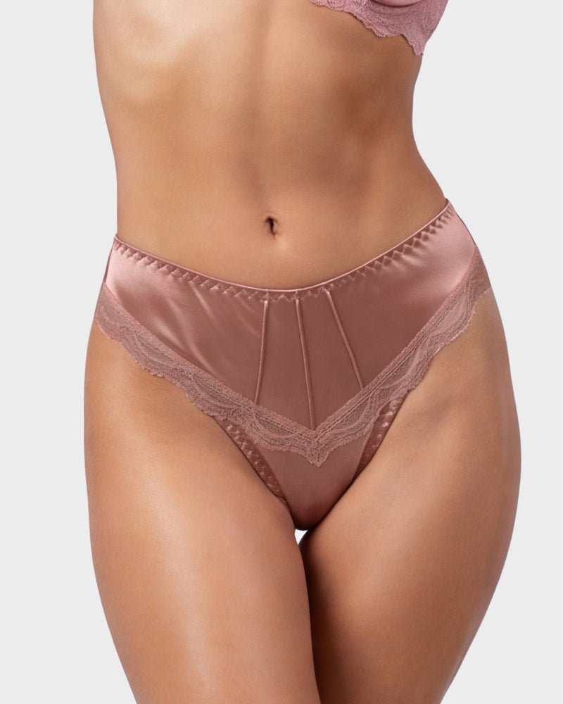 Ropa interior de bikini sin costuras con encaje sedoso (paquete de 5)