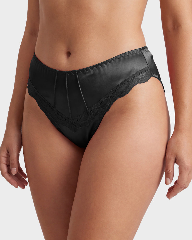 Ropa interior de bikini sin costuras con encaje sedoso (paquete de 5)