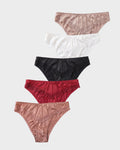 Ropa interior de bikini sin costuras con encaje sedoso (paquete de 5)