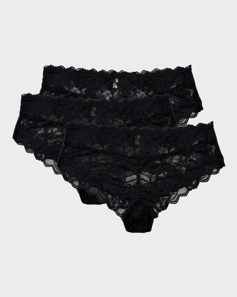 Bragas sin costuras con encaje floral (paquete de 3)