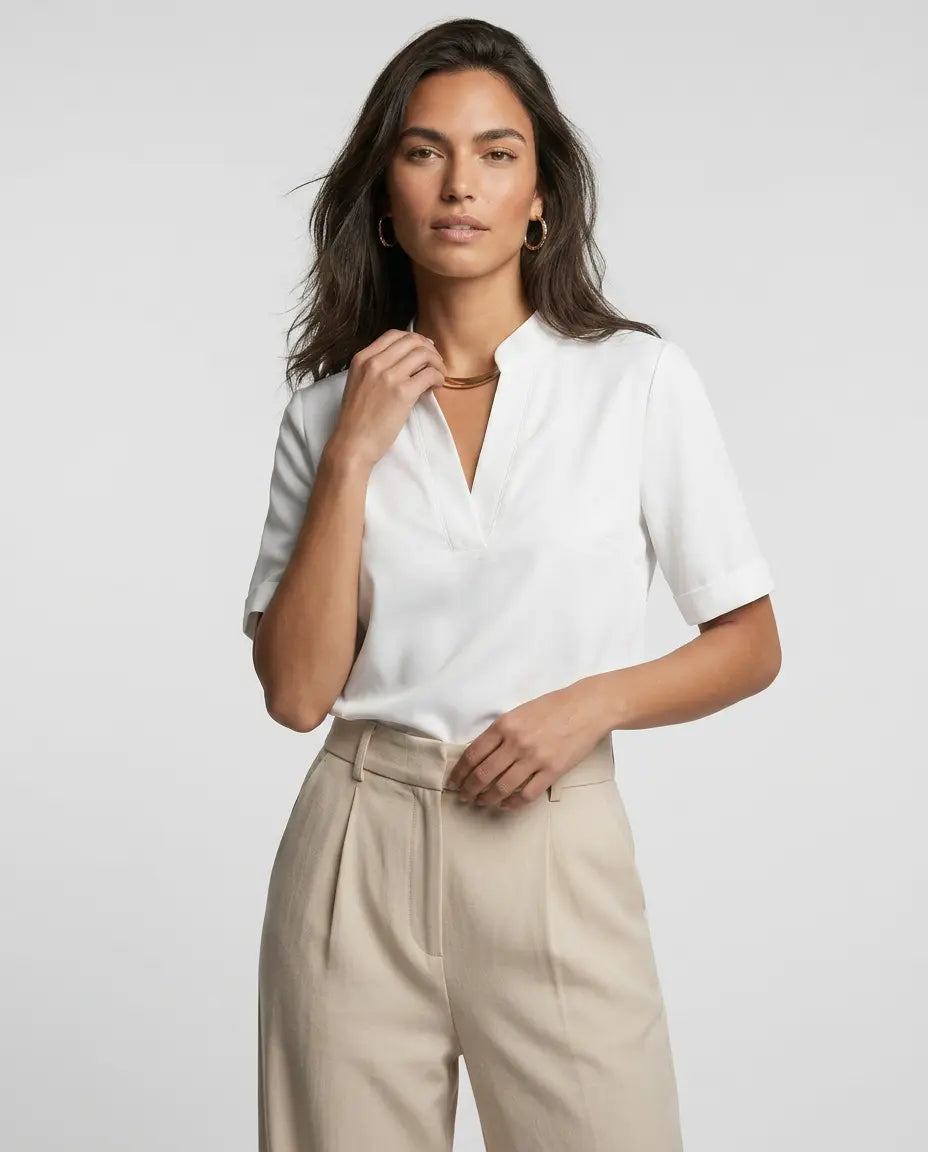Blusa Elegante con Cuello en V | Básicos Atelier