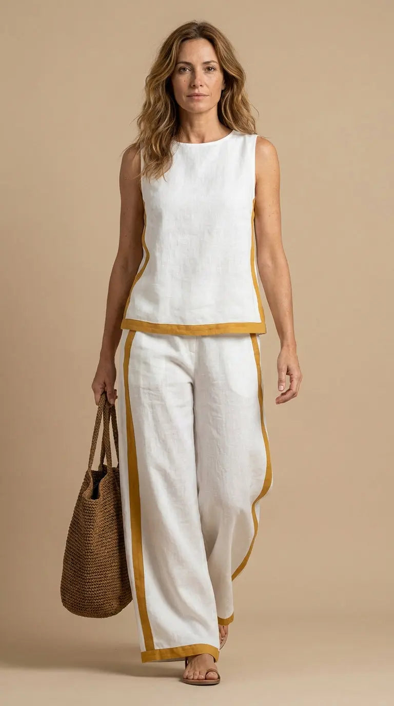 Conjunto De Lino Elegante y Fresco Para Verano