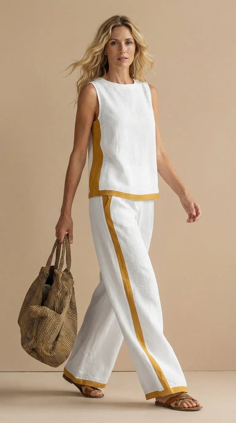 Conjunto De Lino Elegante y Fresco Para Verano