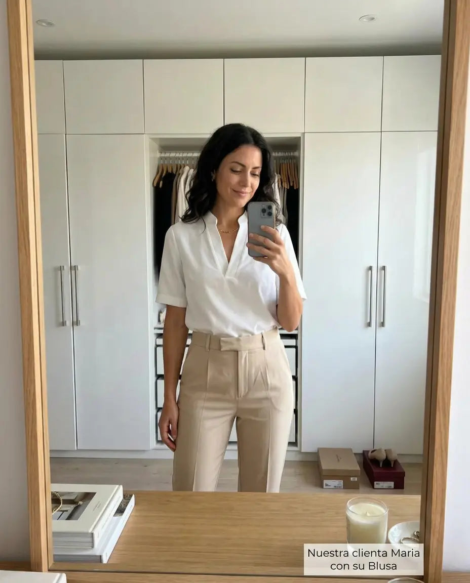Blusa Elegante con Cuello en V | Básicos Atelier
