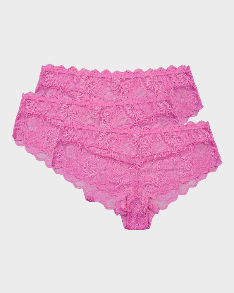 Bragas sin costuras con encaje floral (paquete de 3)