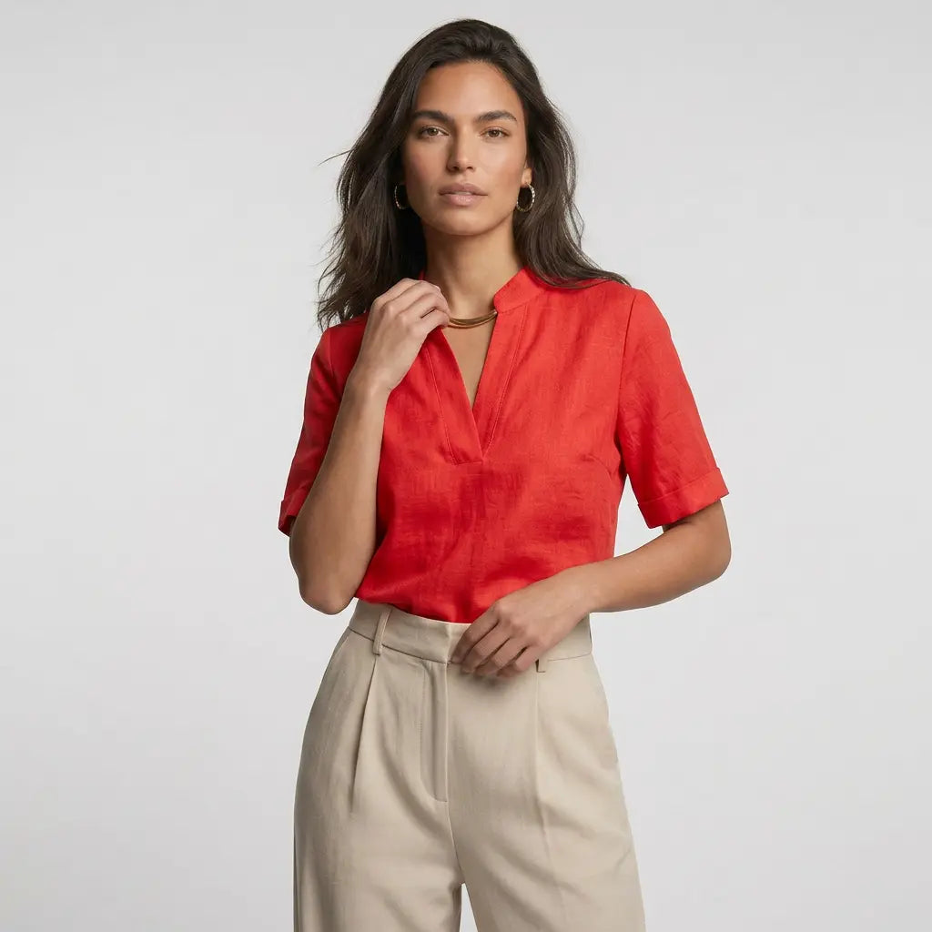 Blusa Elegante con Cuello en V | Básicos Atelier